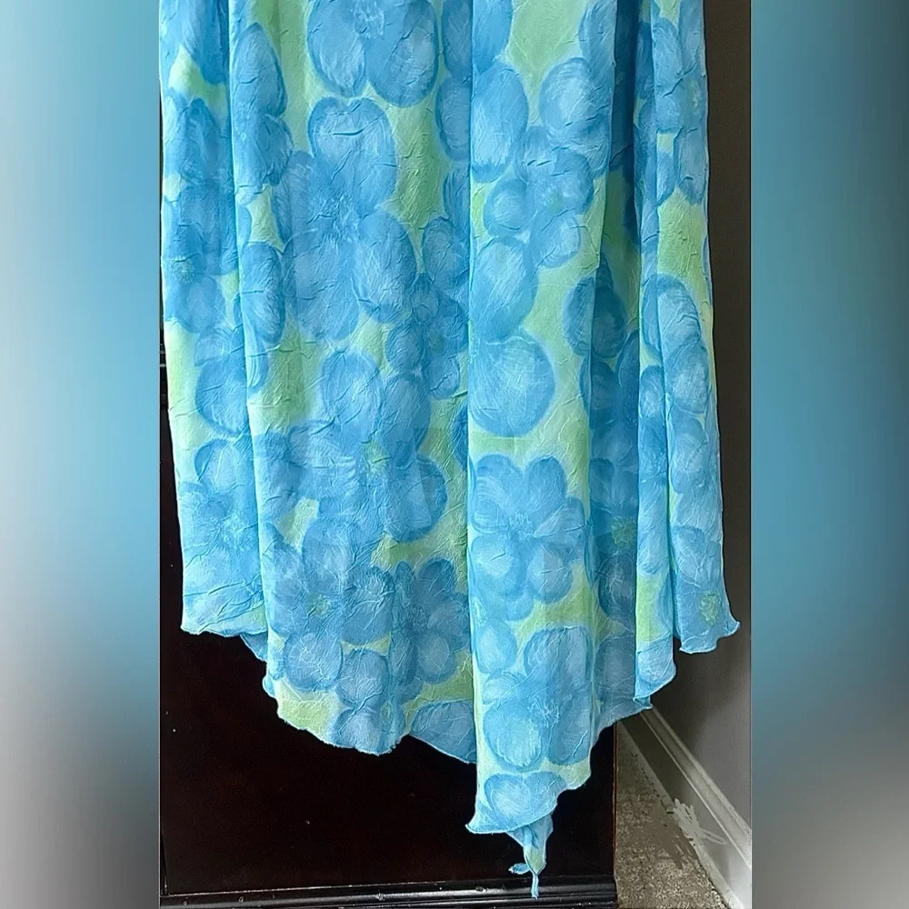 Y2K BE SMART Asymmetric Cowl Slip Maxi Dress Fairy Mermaid Coquette Floral Sz M - Picture 8 of 16